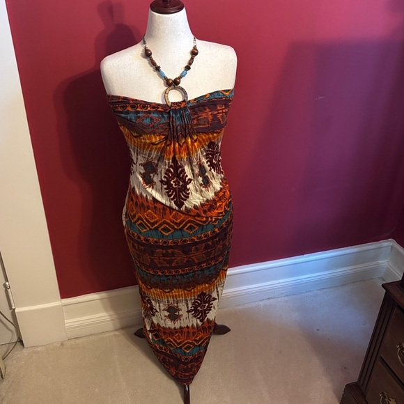 Vintage wet seal maxi dress size large strapless tribal - Picture 2 of 12